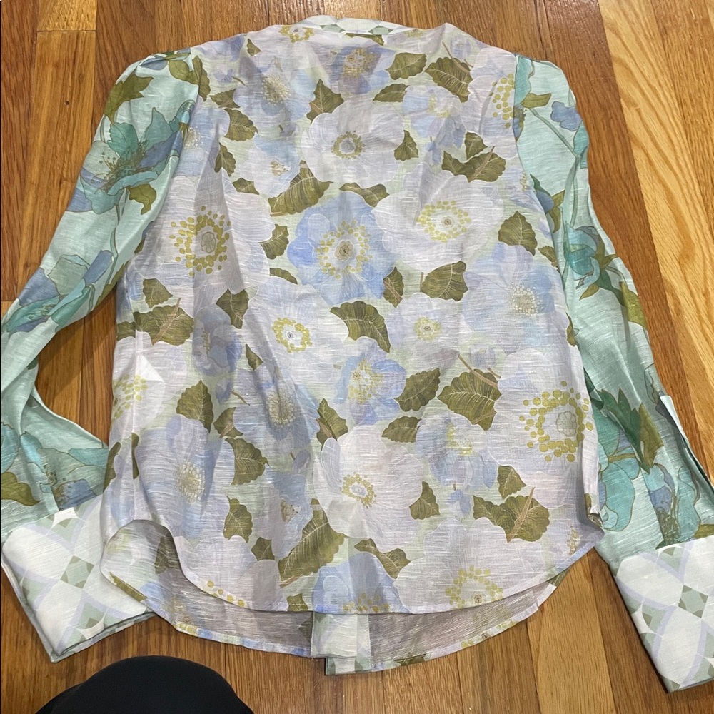 Zimmerman rhythm ruffled patchwork print silk blo… - image 9